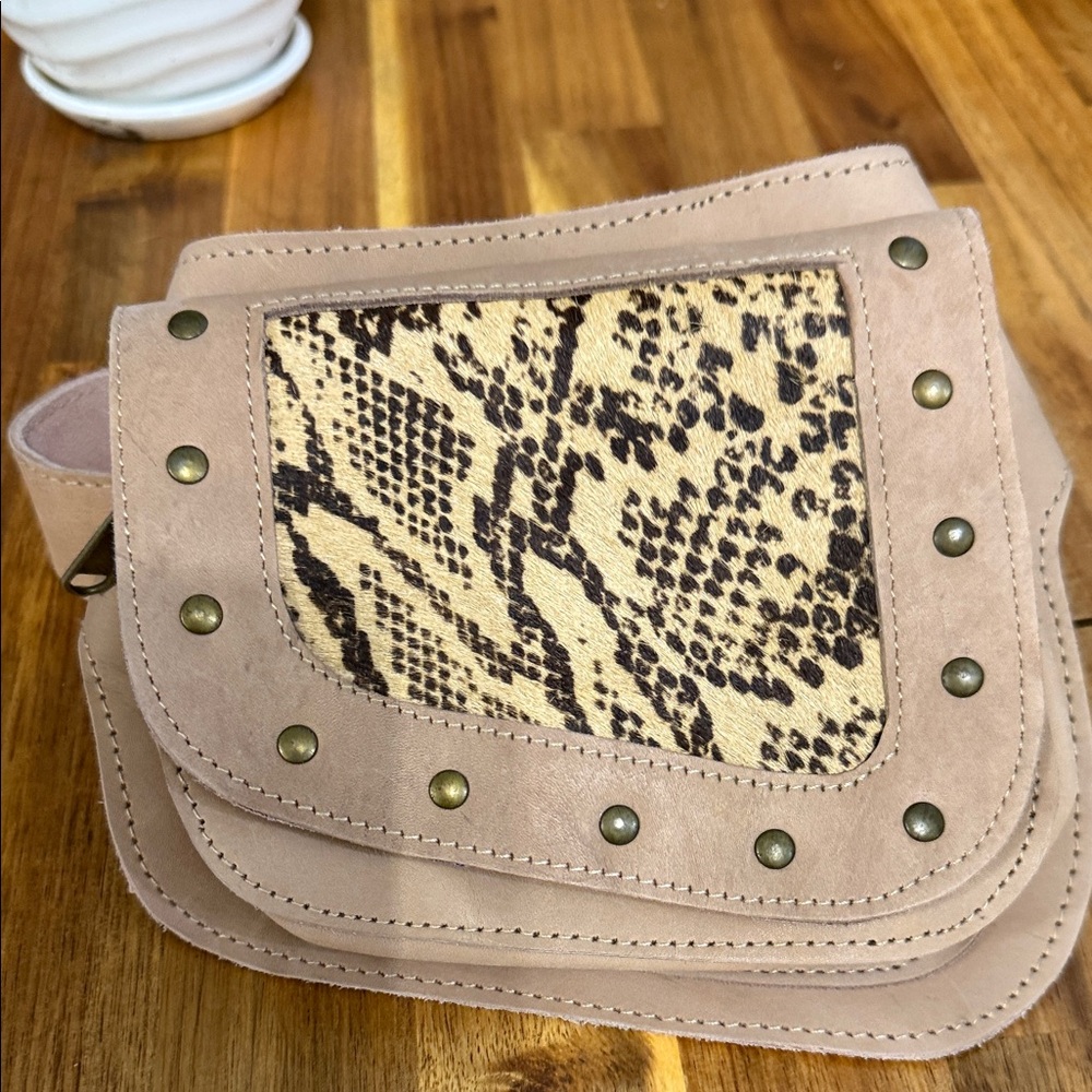 Raj Tan and Brown  Snakeskin leather Crossbody Bag